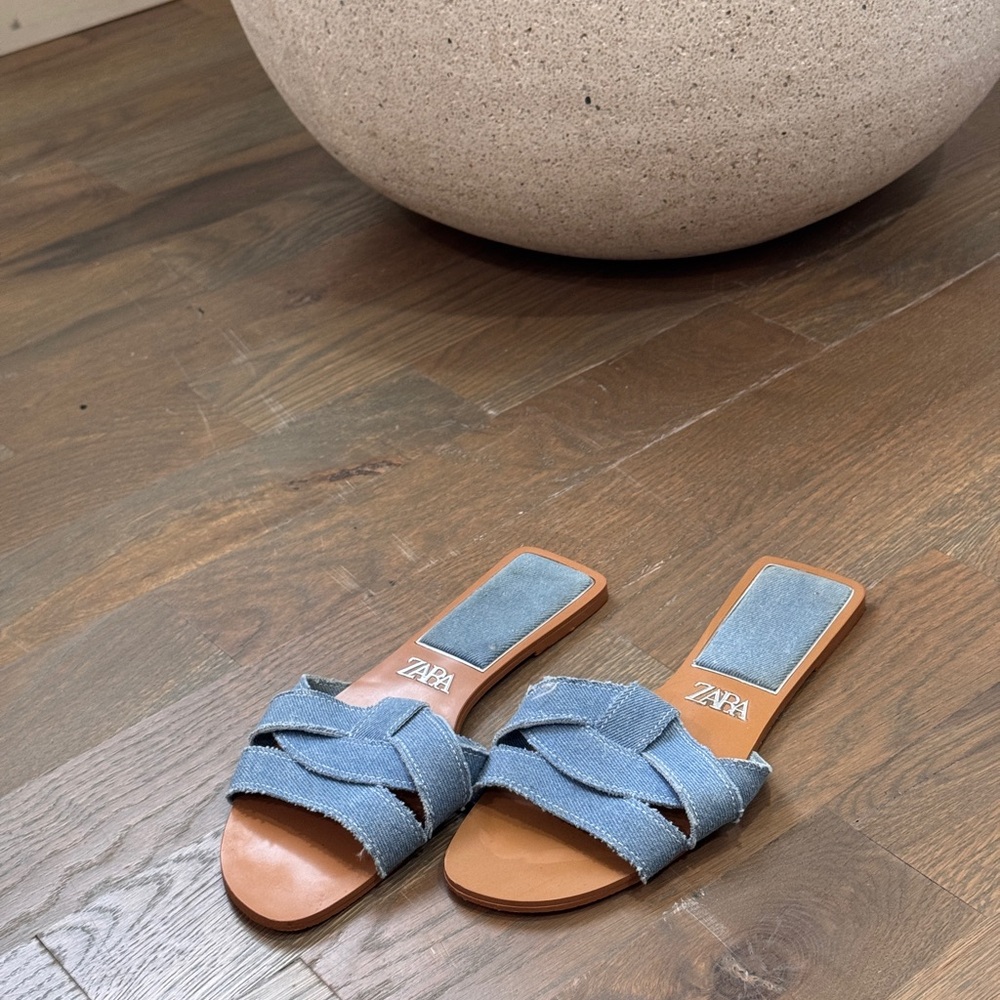 Zara Blue Sandals with Knotted Bow Design